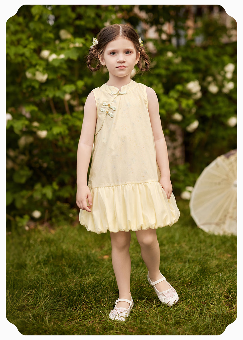 DAVE & BELLA Girls' Traditional Chinese Style Flower Bud Dress Summer Baby Dress Children's Fashion Dress 13