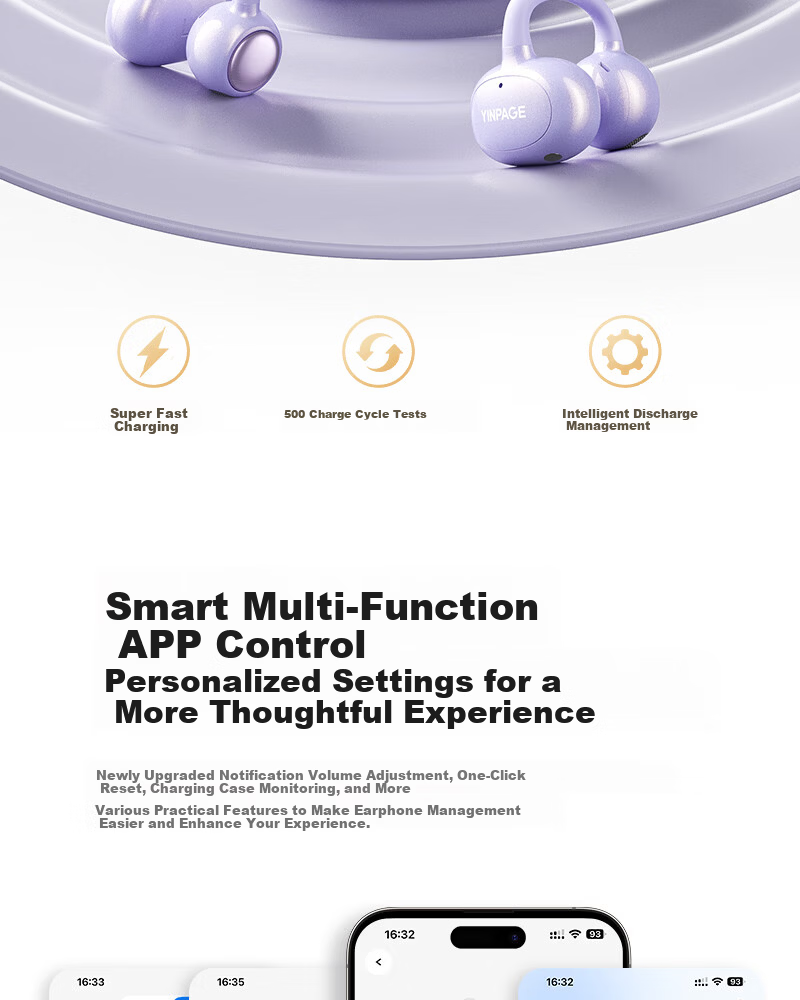 Yinbeiqi New ClipAir Wireless Bluetooth Earphones AI Translation Clip-On Bone Conduction Open-Ear Sports Earhooks for Apple Huawei 23