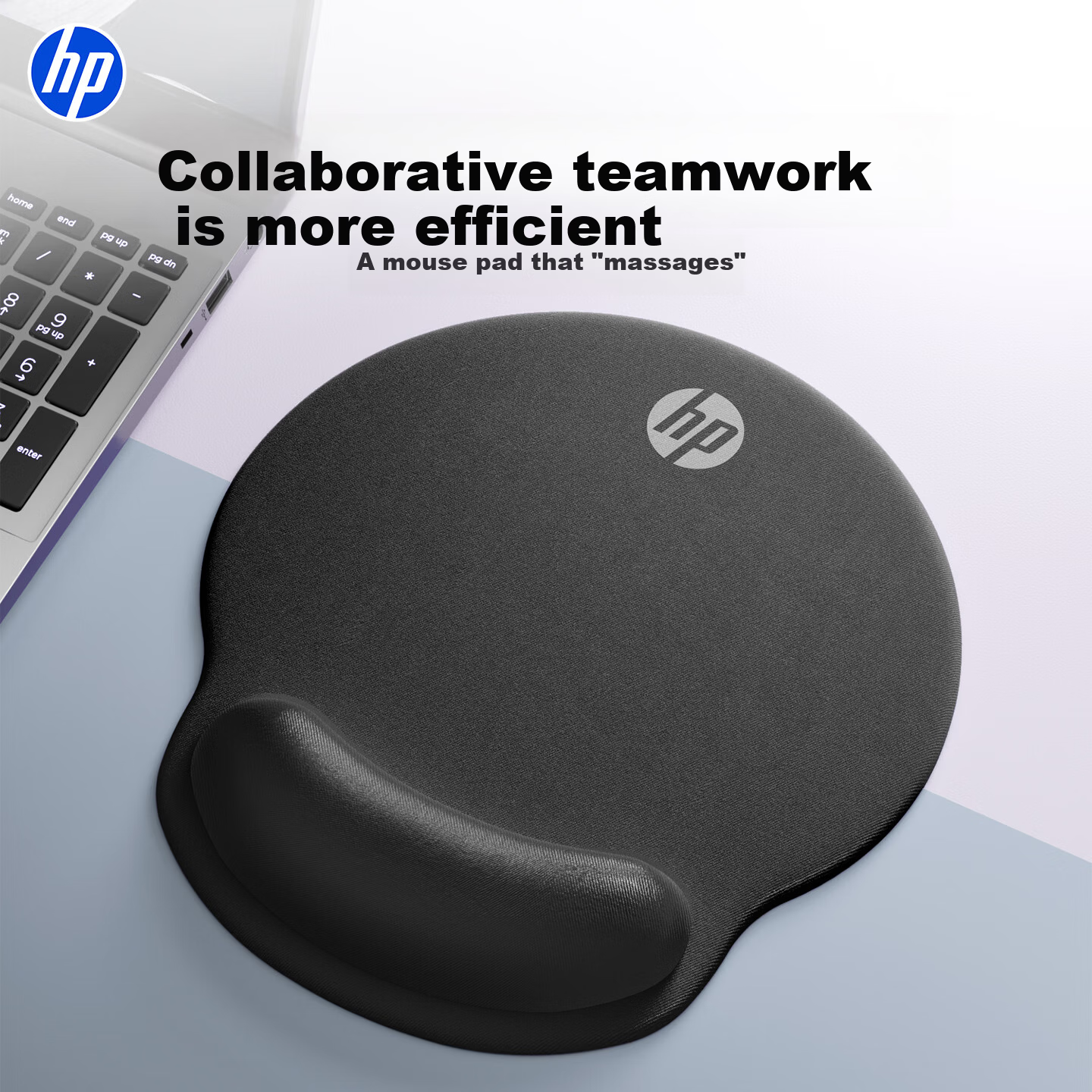 HP Wrist Rest Mouse Pad Office Computer Desk Mat Non-Slip Dirt-Resistant Gaming Mousepad Black