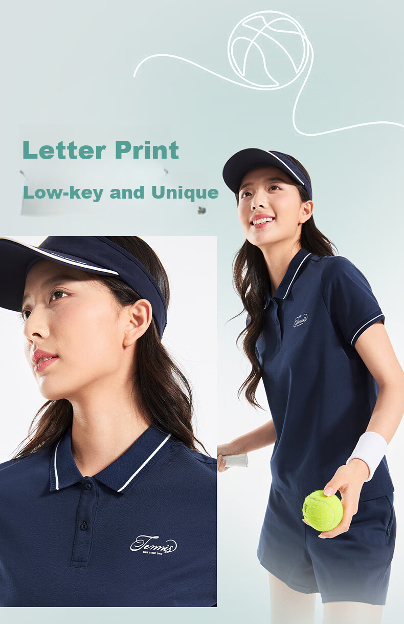 Erke Women's Summer New Polo Shirt Short Sleeve Outdoor Antibacterial Soft Skin-Friendly Sports T-Shirt 4