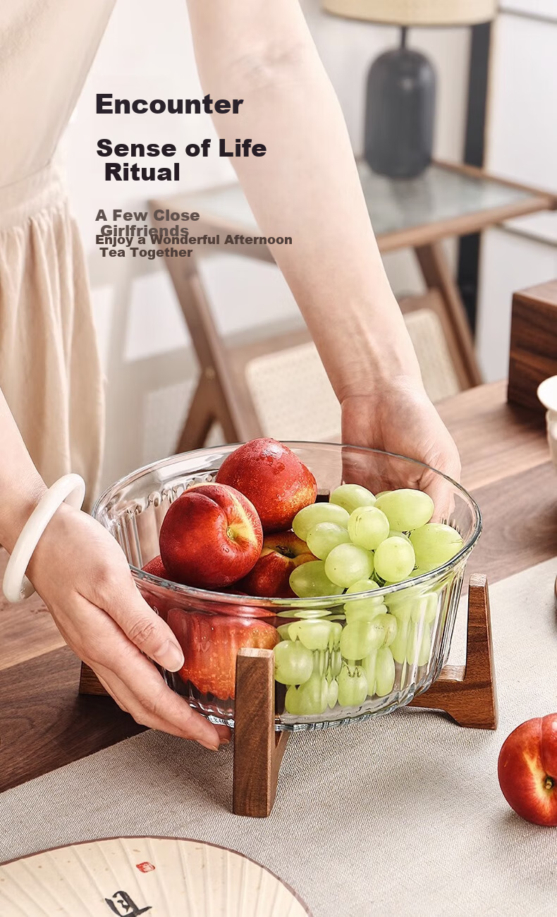 CRISTALGLASS New Chinese Style Glass Fruit Plate with Lid High-end Nut Snack Candy Storage Box for Living Room Coffee Table 9