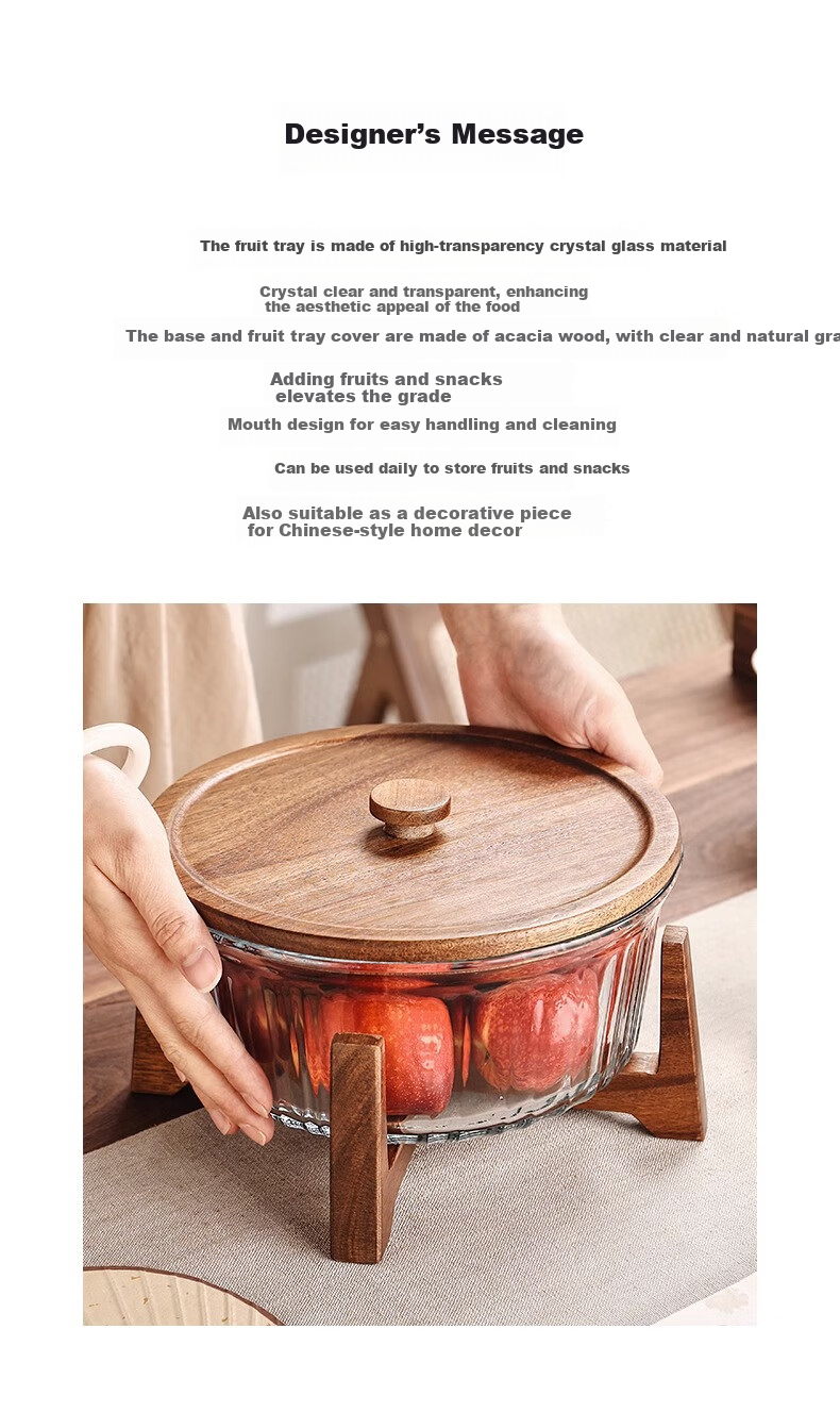 CRISTALGLASS New Chinese Style Glass Fruit Plate with Lid High-end Nut Snack Candy Storage Box for Living Room Coffee Table 2