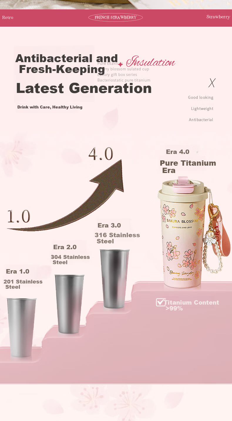 Modern Housewife Pure Titanium Insulated Mug Gift Box Birthday Women's Day Gift Coffee Cup 11