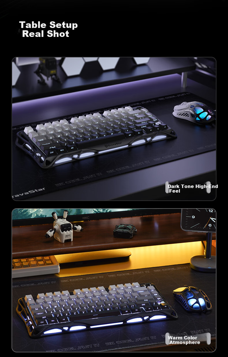 GravaStar Gasket Mechanical Keyboard, Gaming Wireless Wired Bluetooth Tri-Mode Gasket Customizable Keyboard And Mouse Set, Explorer Black Gift Box Editio 15