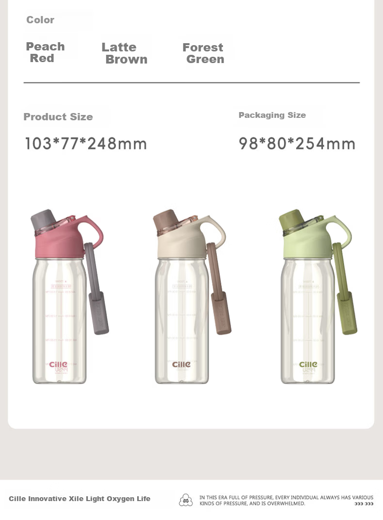 Cille PPSU Plastic Sports Water Bottle Large Capacity Double Drinking Cup with Straw for Children, Students, and Pregnant Women Shaker Bottle 16
