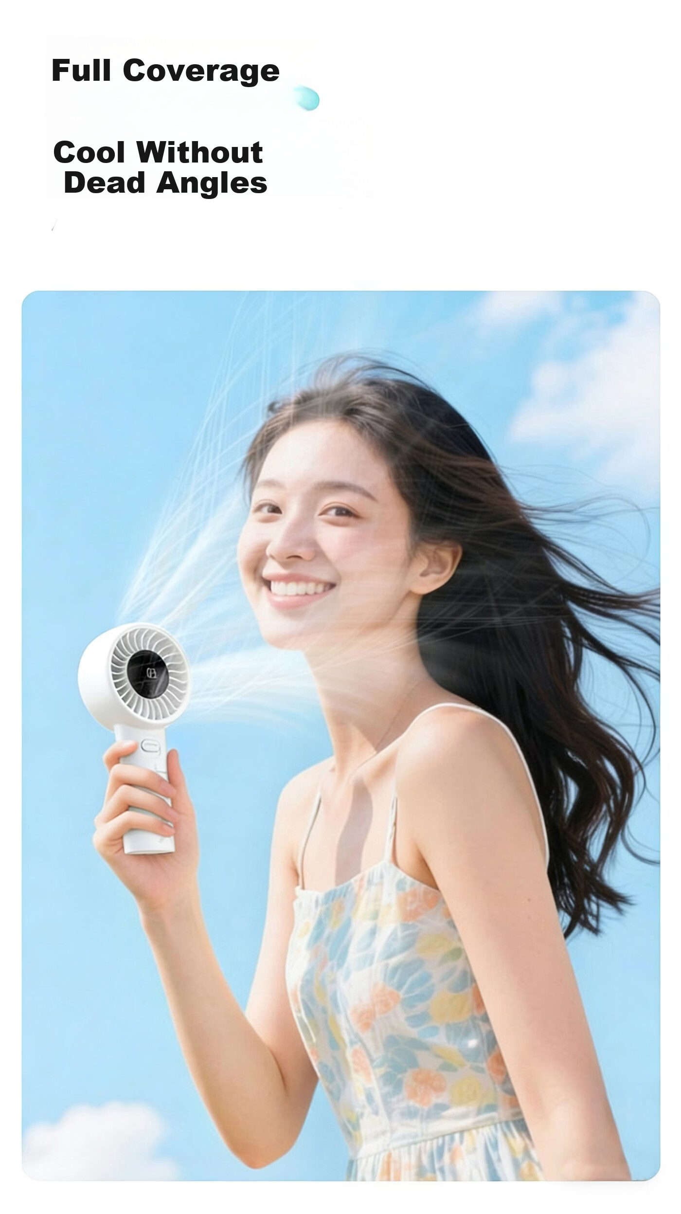 Laise Handheld Mini Fan, Portable USB High-Speed Energy-Saving Powerful Electric Fan for Student Dormitory And Office, Rechargeable Personal Small Fan, 3600mAh - White 1
