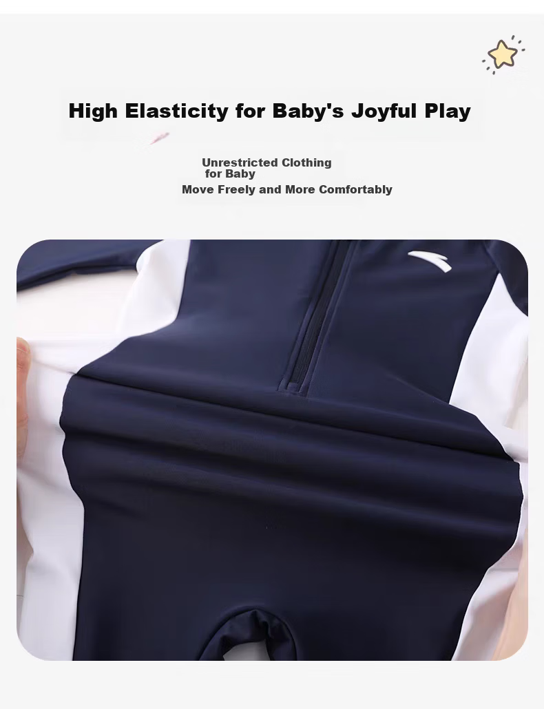 ANTA Kids Swimwear Youth Boys Comfortable Sports One-Piece Short Sleeve Square Leg Professional Training Swimsuit 120 6