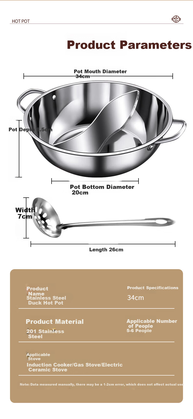 KEGOO 28CM Double Hot Pot Large Capacity Soup Pot Compatible with Gas and Induction Cookers KG610 4