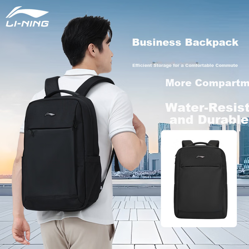 LI-NING Large Capacity Business Travel Backpack Unisex Outdoor Casual School Bag for High School, Middle School, and College Students