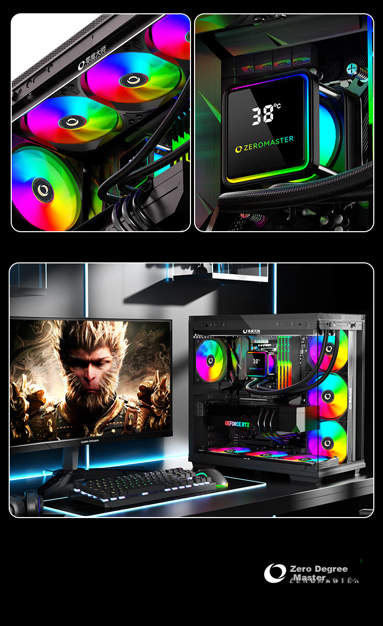 ZeroMaster 240 ARGB All-in-One CPU Liquid Cooler with Temperature Control, RGB Sync, and Temperature Display 12