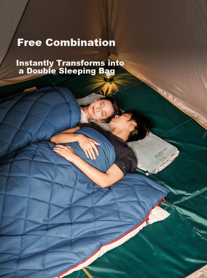 Coleman Four-Season Multi-Functional Three-Layer Sleeping Bag Outdoor Camping Soft Warm Double Detachable Sleeping Bag Dark Teal 90*200CM 4