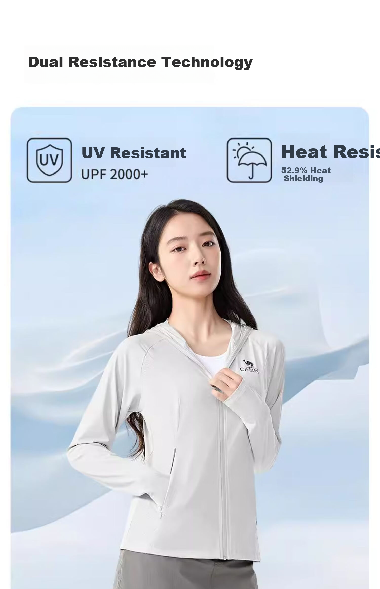 CAMEL Outdoor Sunscreen Jacket [Ice Extract Cool White Skin] Couple Style 2025 New UV Protection Cooling Original Yarn Sunscreen Clothing 4