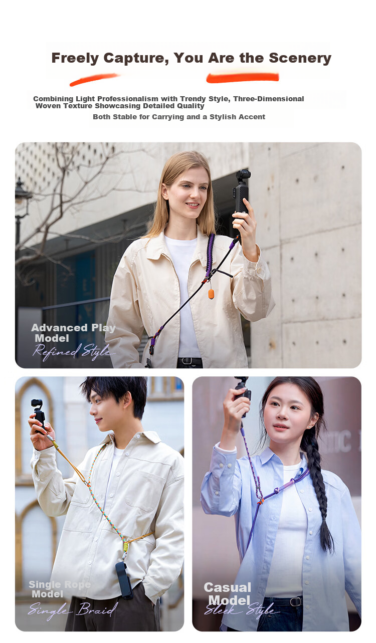 PGYTECH Camera Strap for DJI Osmo Pocket 4/3, Dandelion Shoulder Strap, Crossbody Strap, Wrist Strap, Portable Casual Style - Lilac Purple 2