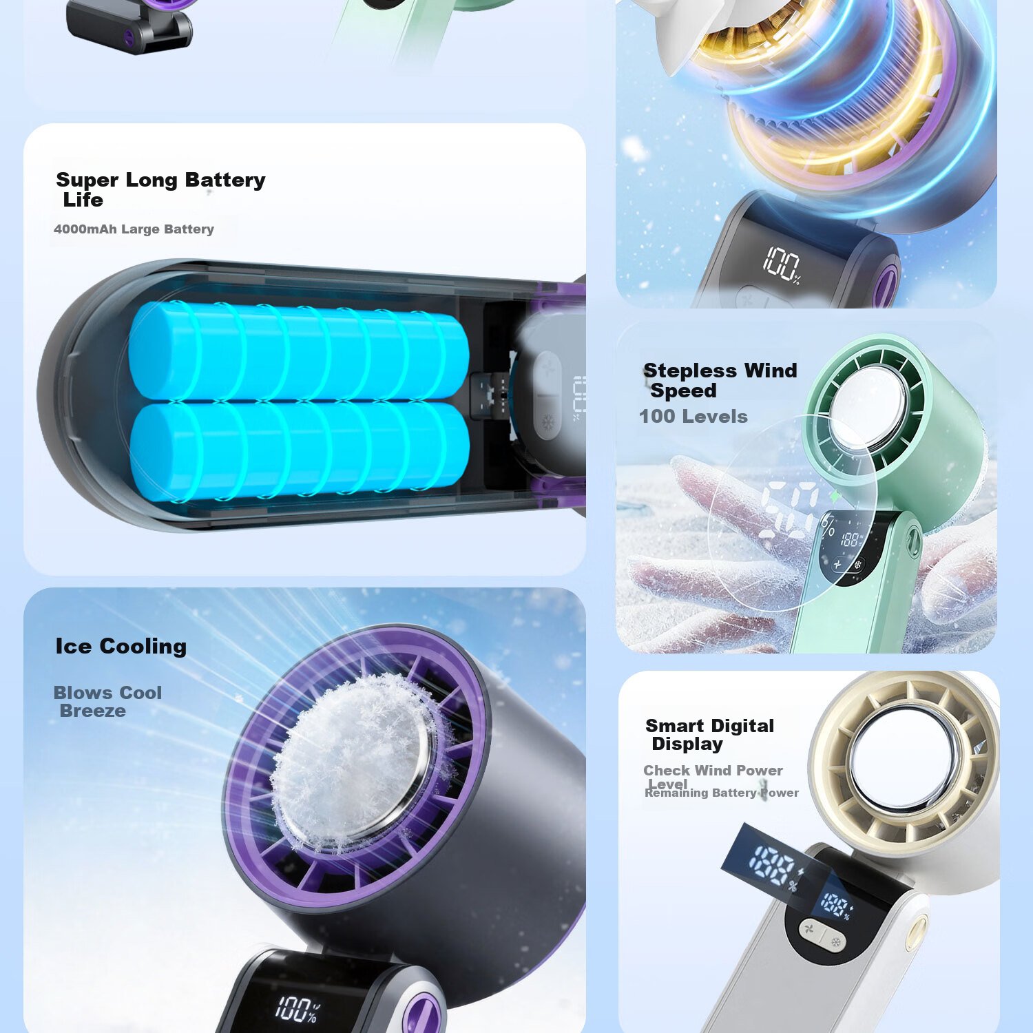 Yoobao Handheld Mini Fan, Semiconductor Cooling, Rechargeable, Long Battery Life, Foldable, Portable, Summer Outdoor Camping Cooling Device 4