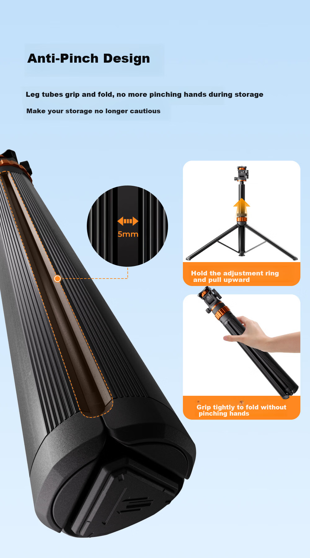 Zhuoer MS-60 Portable Tripod Quick-Release Anti-Pinch Multi-Function Aluminum Alloy Phone Live Streaming Stand DSLR Camera Photography Panorama Aluminum Alloy Tripod 2