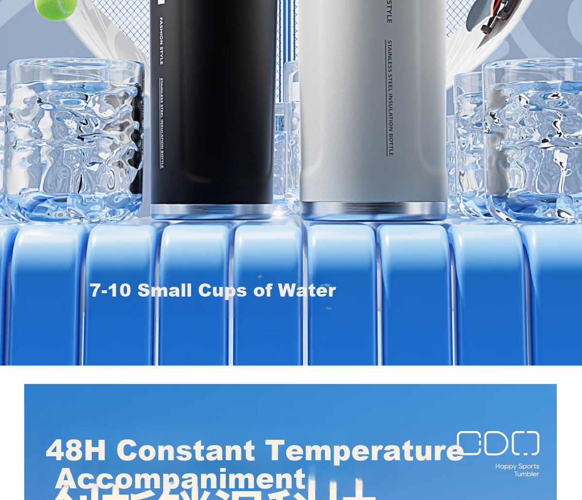 ERM Insulated Mug Large Capacity 316L Stainless Steel Cold Water Bottle for Men Students Outdoor Sports Portable Straw Cup 7
