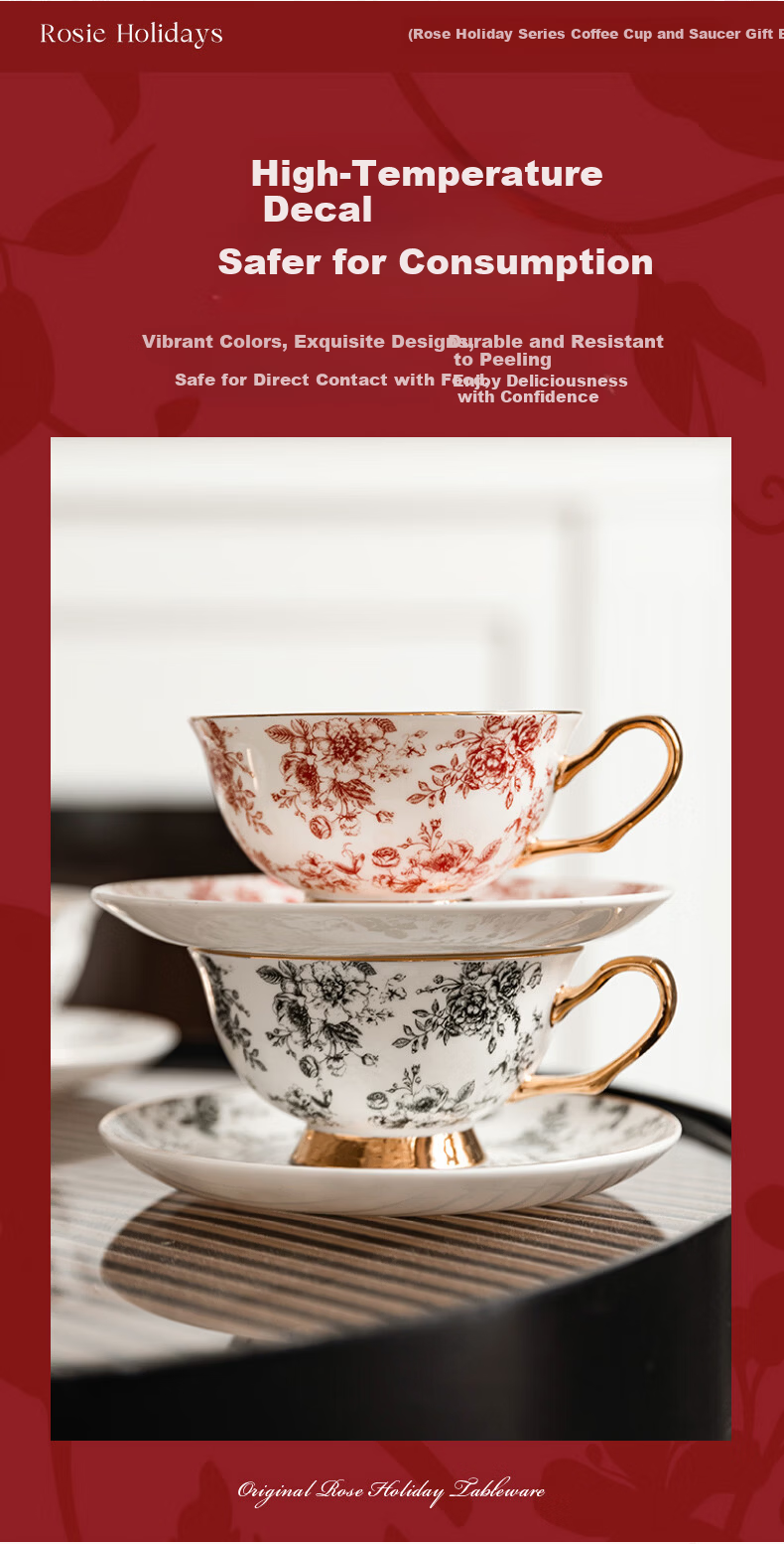 Modern Housewife Rose Holiday Coffee Cup Set Gift for Housewarming Wedding Engagement Newlywed 12