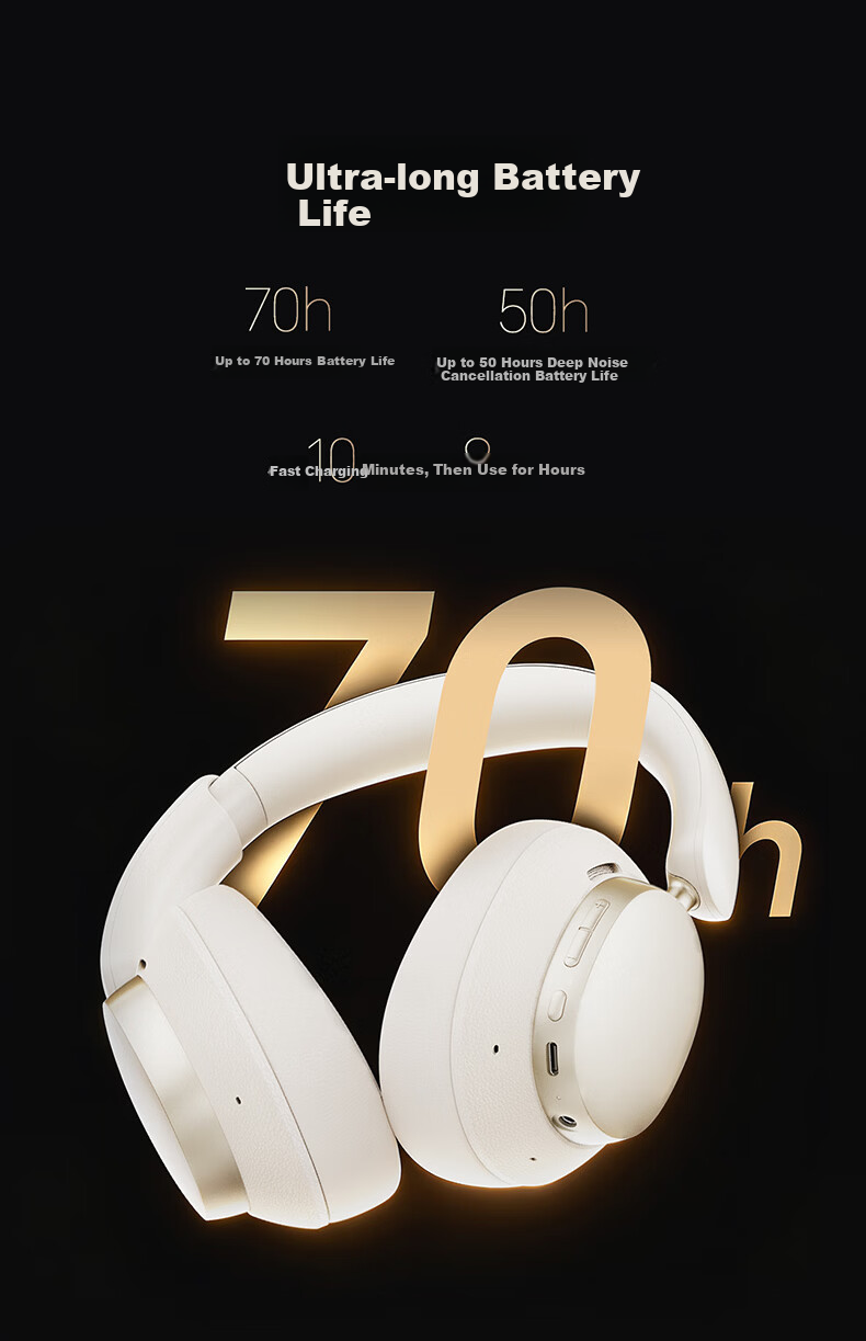 Honor Choice Over-Ear Noise Cancelling Headphones 2 Professional Gaming Mode Wireless Bluetooth Dual Gold Certification Camellia Gold 13