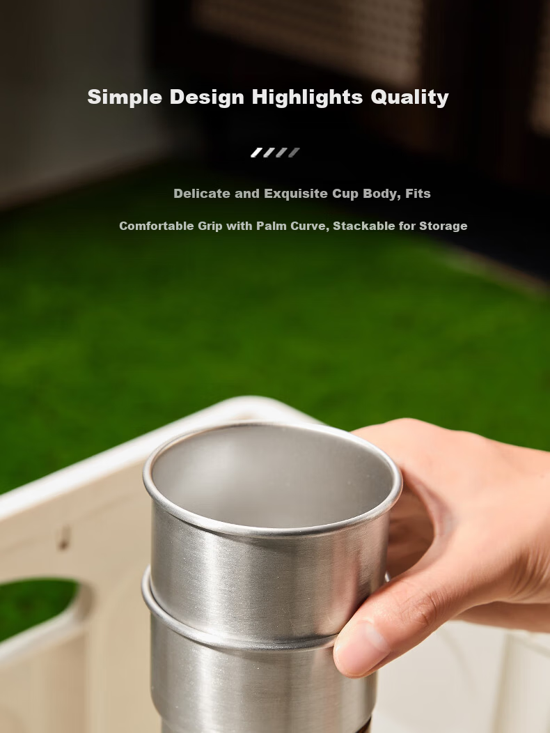 CLITON 304 Stainless Steel Coffee Cup Vintage Portable Outdoor Travel Mini Juice Cup Cold Drink Cup Tea Cup 6