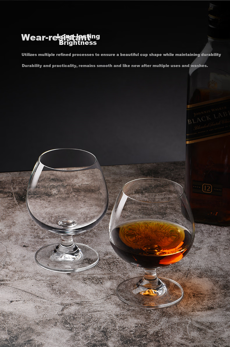 CLITON Brandy Glass European Style Crystal Whiskey Glass Short Stem Glass Whisky Glass Set of 2 CL-JB14 6