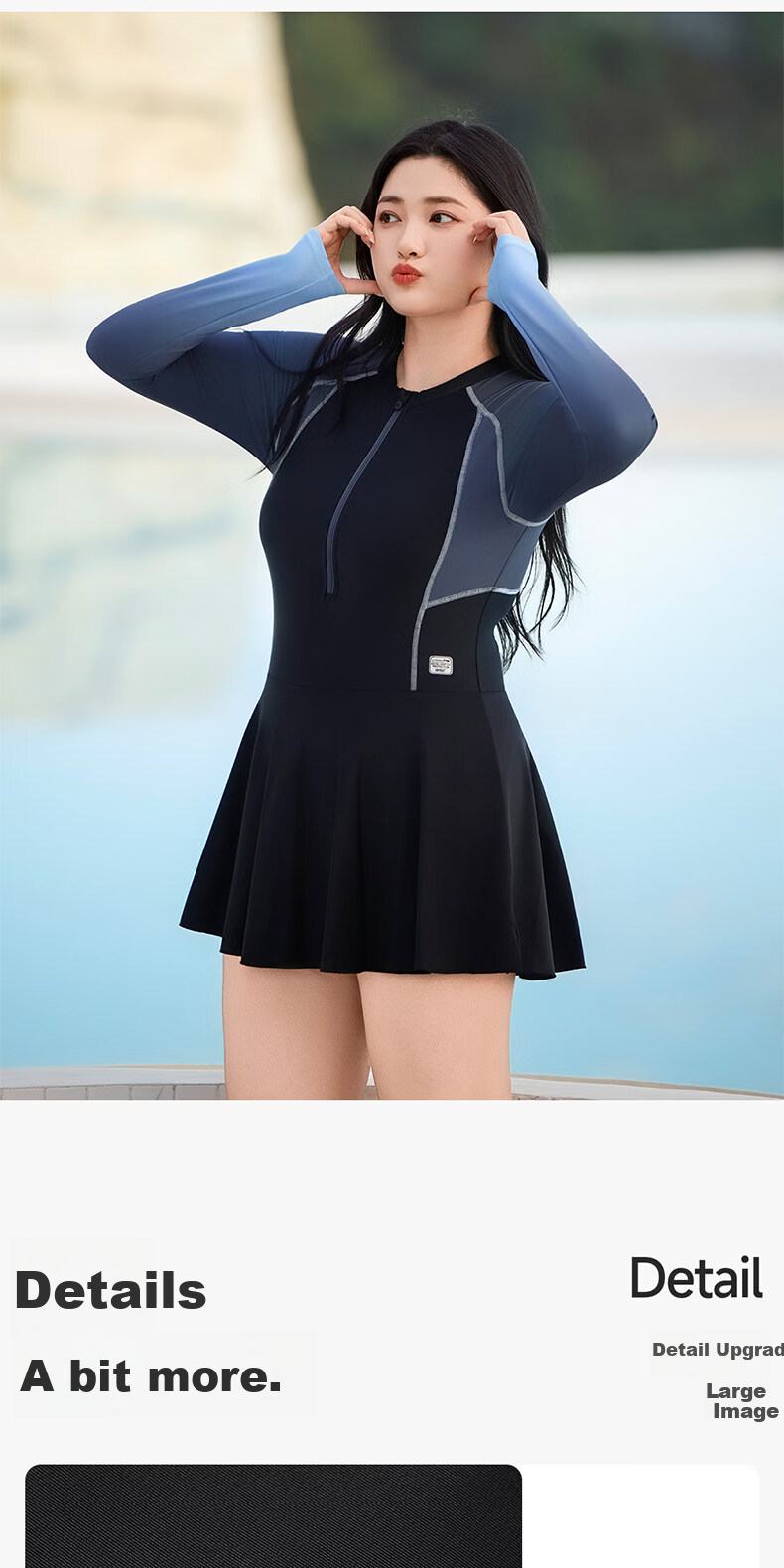 LI-NING Plus Size Women's Swimsuit, Slimming Long Sleeve One-Piece, 200 Jin, New 2026 Hot Spring Swimwear 10