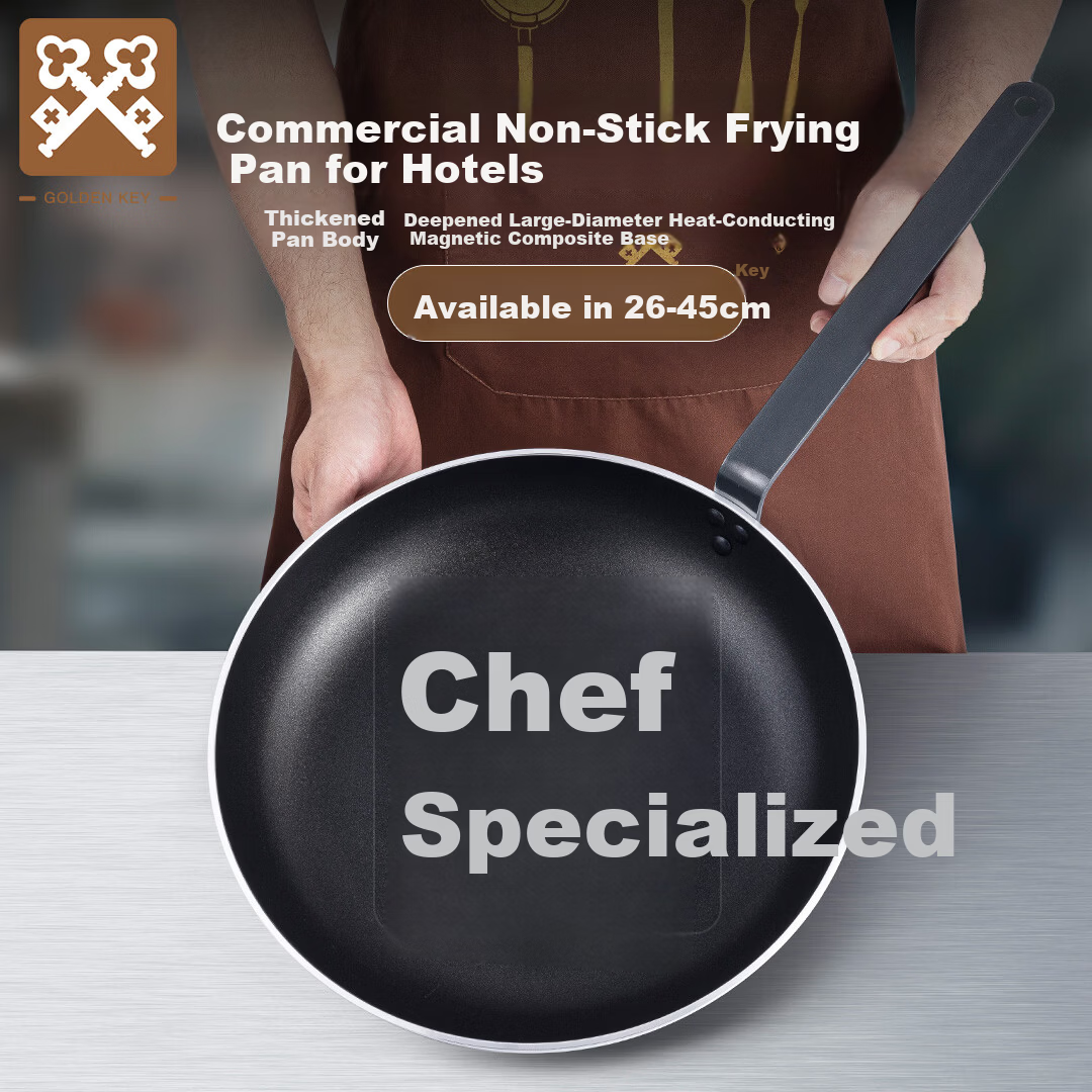 Golden Key Flat Non-Stick Frying Pan Commercial Chef Special 32cm Large Double Bottom Aluminum Skillet GK-JP320
