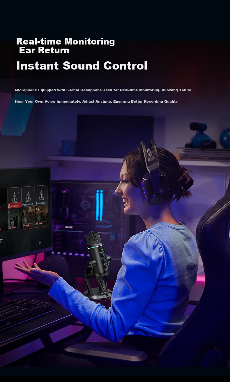 Good Shepherd USB Desktop Microphone Gaming Live Streaming Condenser Microphone for PC Mobile Karaoke Voiceover Noise-Canceling Recording Mic 8