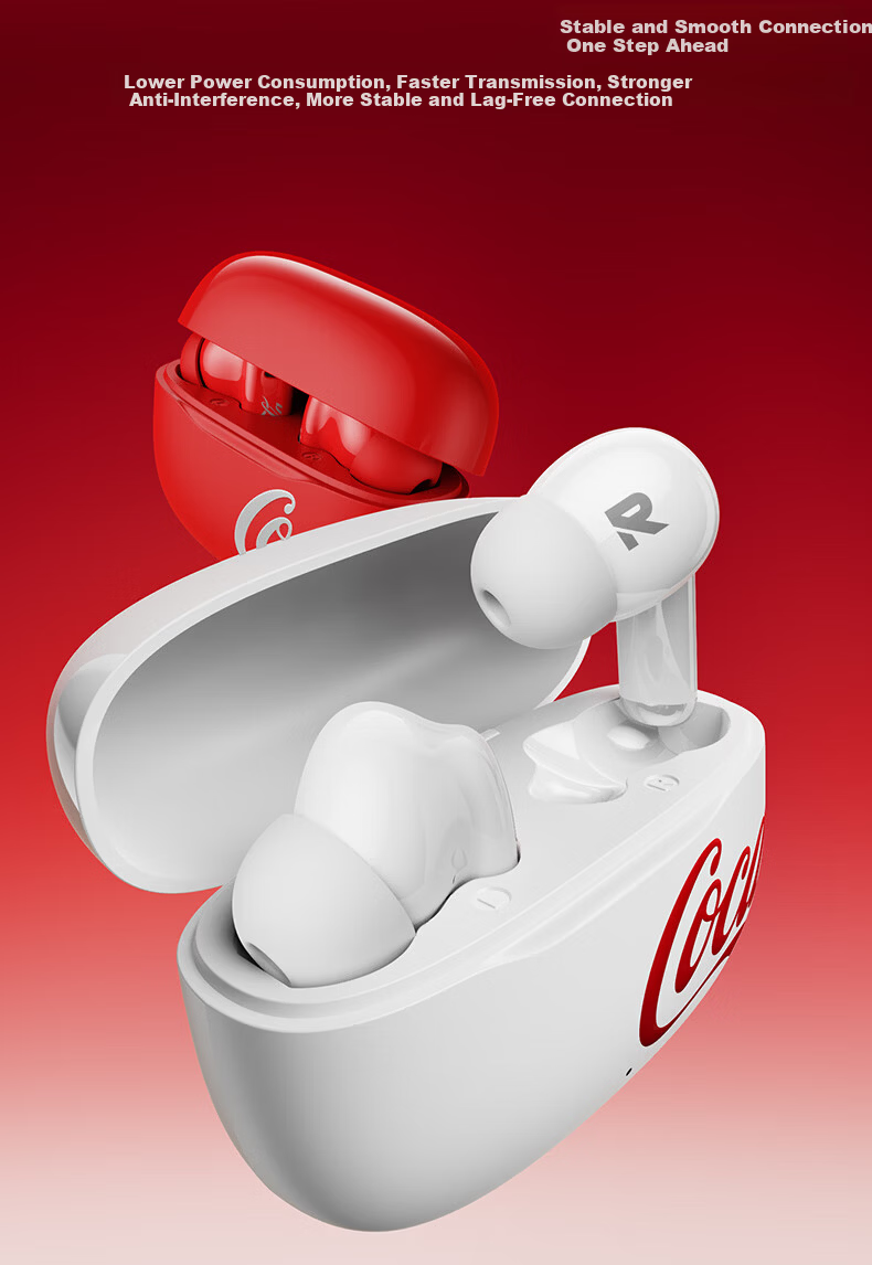 Coca-Cola T65Pro Noise-Cancelling Bluetooth Earphones 2026 Latest Model | Panoramic Sound | In-Ear Active Noise Cancelling Wireless Earbuds with Long Battery Life for Apple Huawei Xiaomi Phones 6