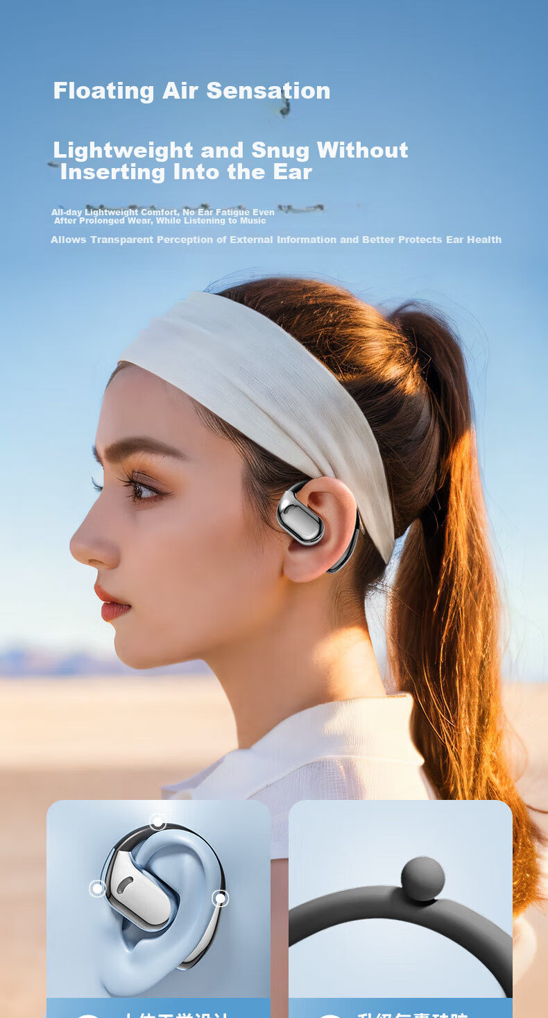 EZHK Desktop Computer Bluetooth Headset Microphone 2-in-1 Wireless Ear-Hanging Laptop USB Receiver Conference Use 3