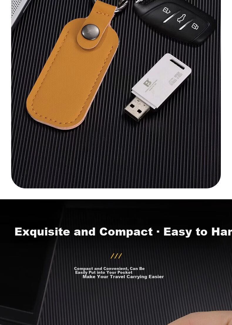 LinkStone USB Flash Drive Storage Case Protective Cover, Anti-Loss And Shockproof Shell, Portable Compact Keychain, Specially Designed for USB Drives, PU Leather 3