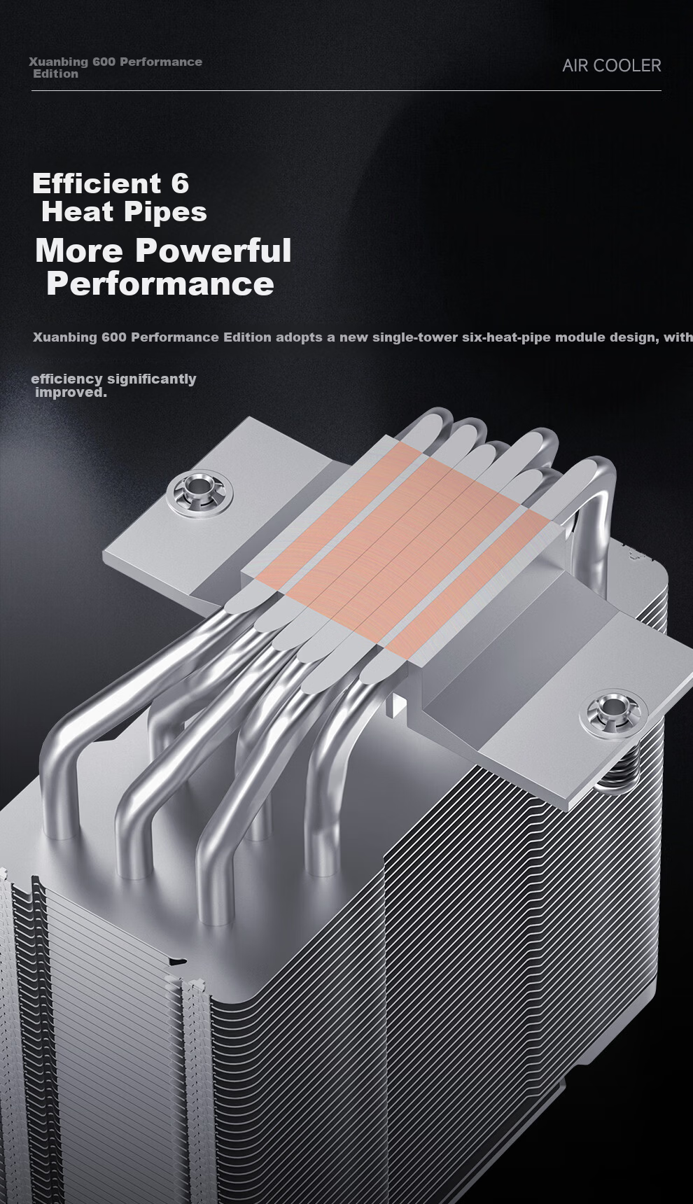 DEEPCOOL GAMMAXX 600 Performance Edition CPU Air Cooler / 6 Heat Pipes Single Tower / Innovative Airflow Ring Fan / Offset Heat Pipes for Memory Clearance / Multi-Platform Support 2