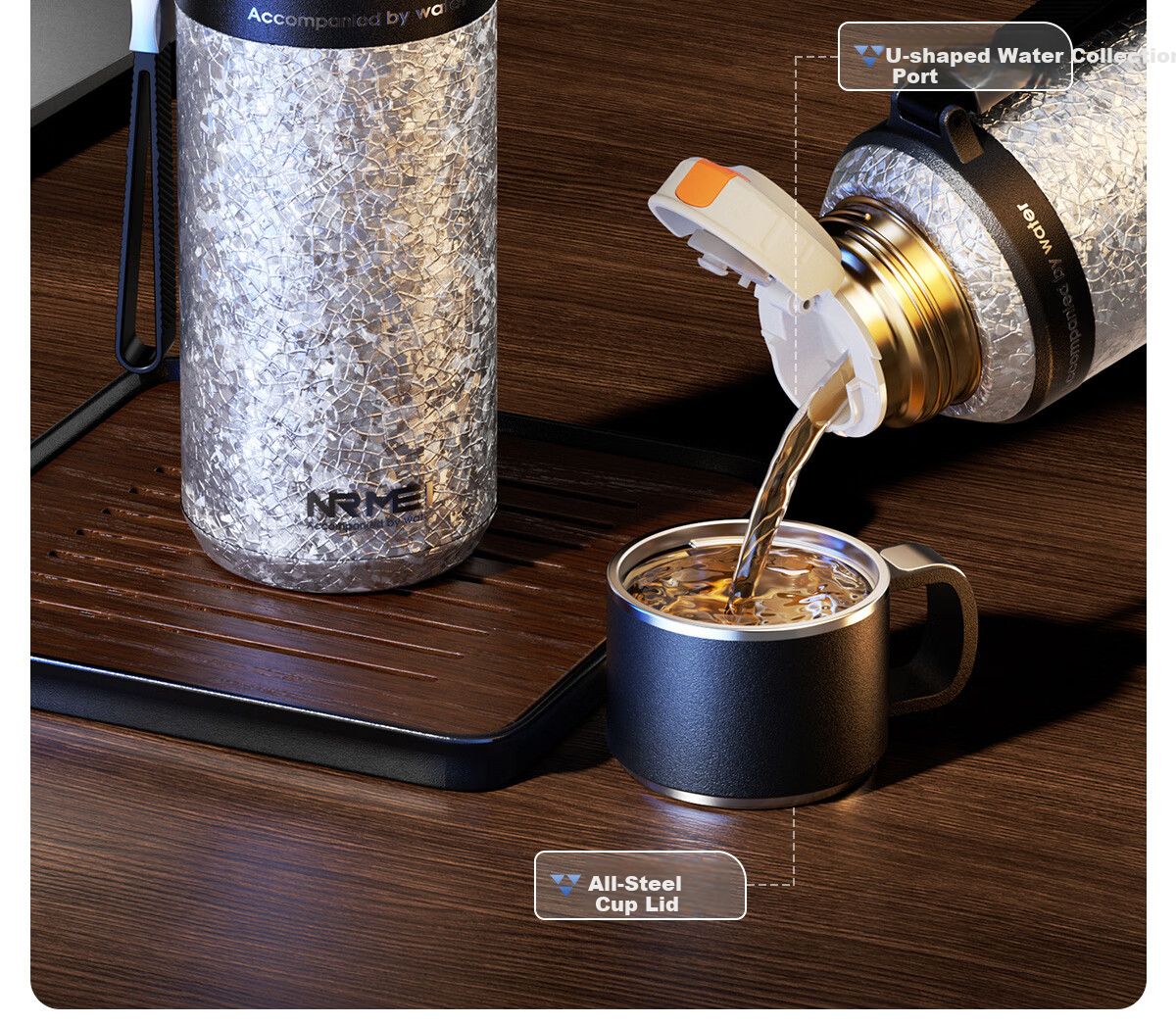 NRMEi Insulated Large Capacity Men's Tea Separation Titanium Coated Inner Liner Portable Car Office Water Bottle 15