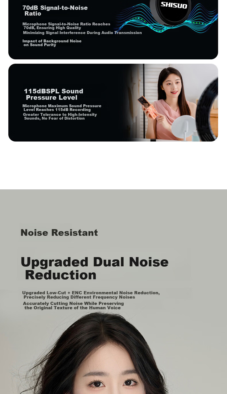 SHISUO A6 Wireless Lavalier Microphone for Live Streaming, Mobile, Computer, Camera, Recording, Outdoor Interview, Noise Reduction, TikTok Karaoke, Short Video Equipment, Multiple Versions Available 6