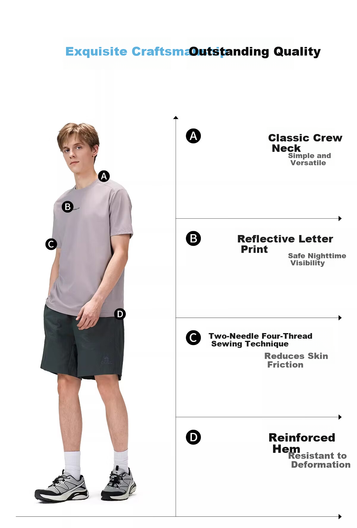 CAMEL Outdoor Quick-Dry T-Shirt Women Summer 26 Short Sleeve Original Yarn Cooling Breathable Hiking Mountaineering Sun Protection T-Shirt Men 1053 13