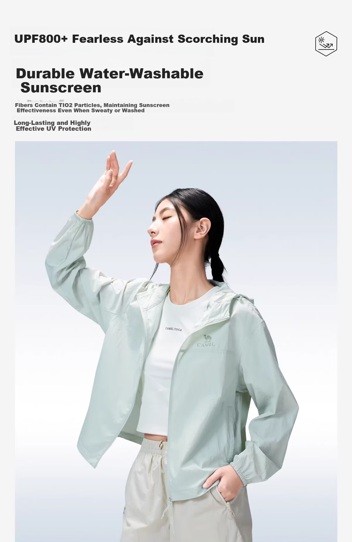 CAMEL Outdoor Sun Protection Jacket 2026 Spring Summer New Couple's Convertible Rain and Sun Wear Cooling Water-Repellent Hooded Sports Jacket 8010 4