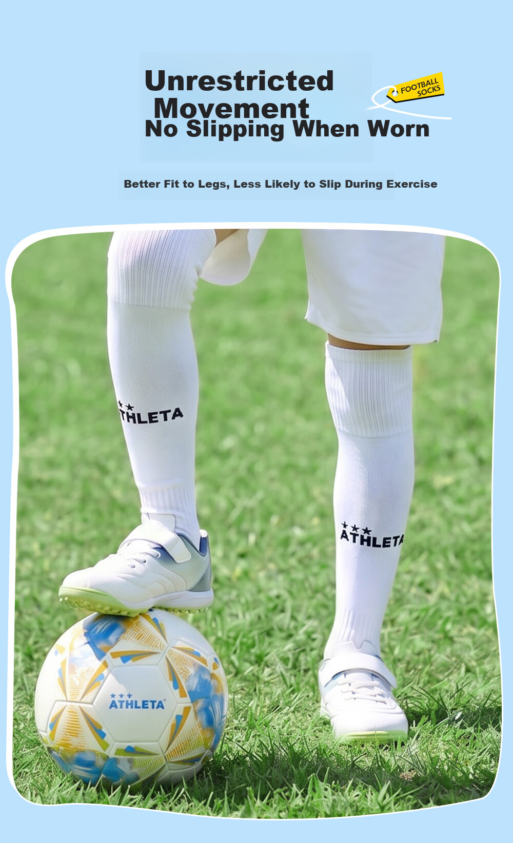 ATHLETA Kids Soccer Over-the-Knee Socks Non-Slip Cushion Towel Bottom Boys Girls Youth Training Socks 7