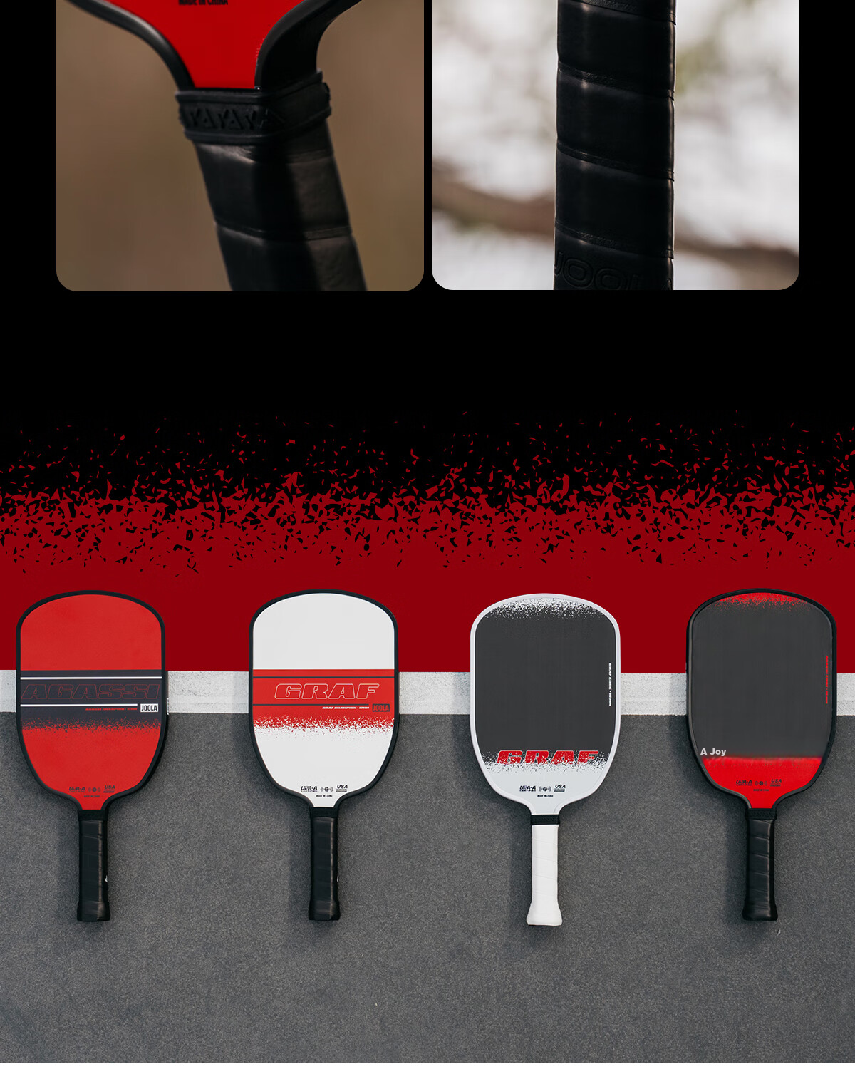 JOOLA Agassi Collaboration Fiberglass Beginner Table Tennis Paddle - Agassi Champion 12mm 16