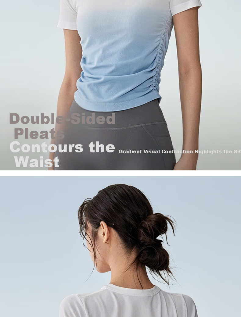 Women's Freedom Style Sports Top Spring Summer New Seamless Crew Neck T-Shirt Outdoor Running Fitness Short Sleeve Pilates Yoga Wear 9