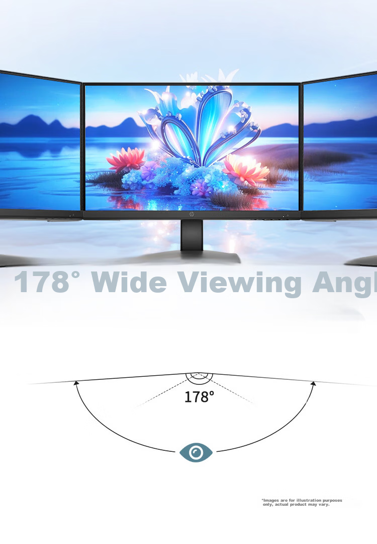 HP 322pe 21.45-inch Low Blue Light Monitor 100Hz IPS Technology Office Computer Display Wall-Mountable HDMI+VGA Ports 4