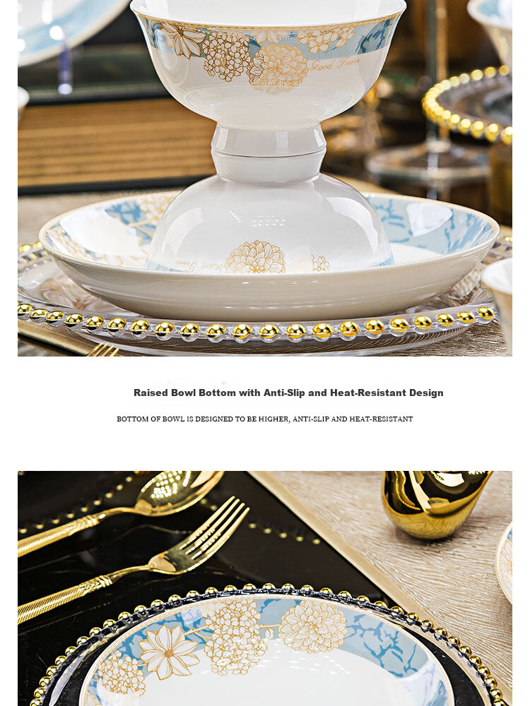 Pearson Jingdezhen Ceramic Dinnerware Set Autumn Melody 24-Piece Bowl and Plate Set Housewarming Gift 9