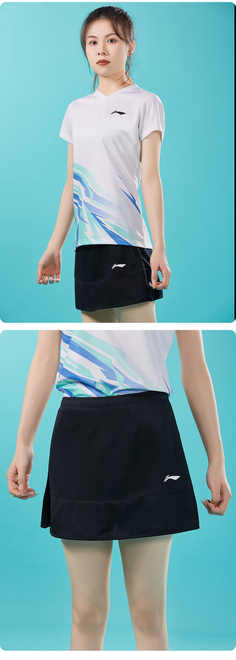 LI-NING Classic Series Women's Quick-Dry Breathable Antibacterial Sports Badminton Skirt with Anti-Exposure A-Line Design 19