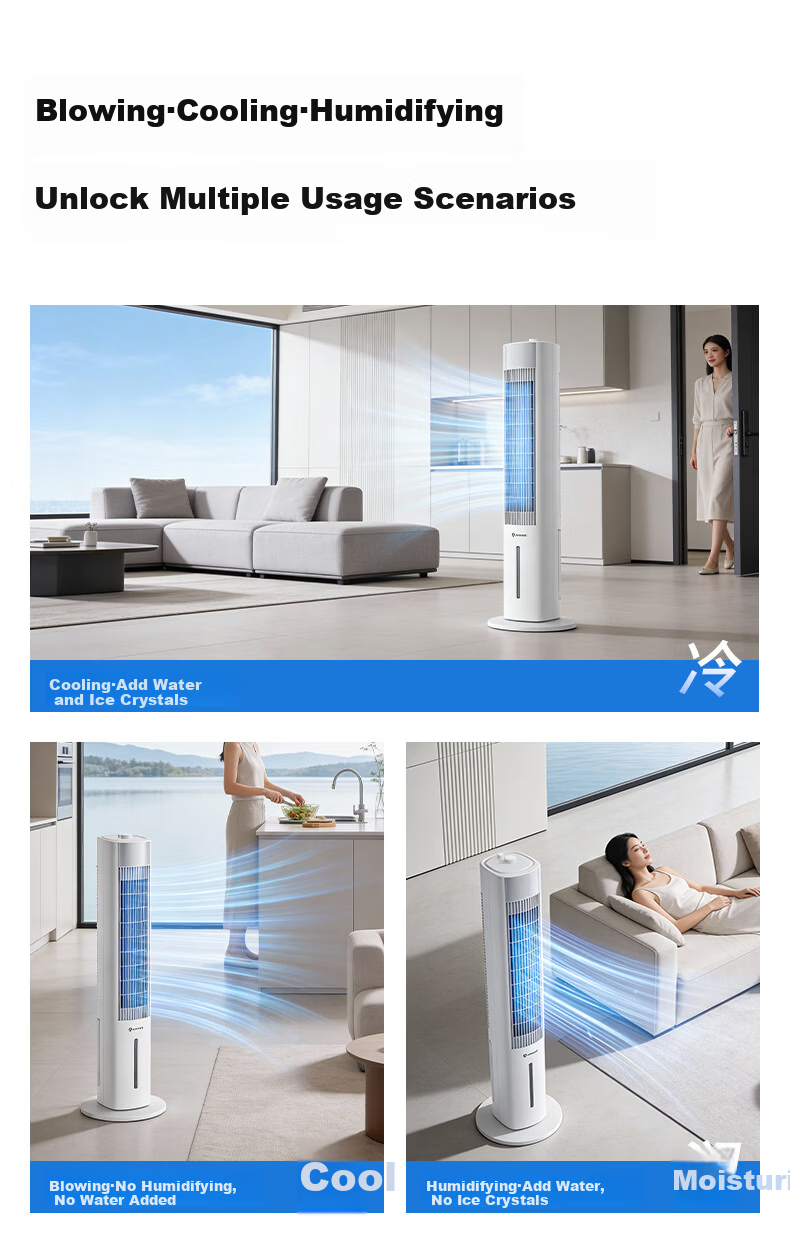 AIRMATE [Million Negative Ions] Lighthouse Cold Air Fan, Home Voice-Controlled Smart Water-Cooled Tower Fan, Gentle Wind Cooling Electric Fan, Floor Fan, Humidifying Timer Small Air Conditioner SRI39 7