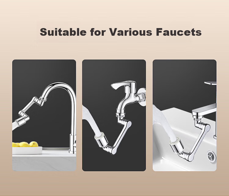 Taoshi Universal Faucet Extender Splash-Proof Aerator Basin Faucet Spout with 1440° Rotatable Joint Mechanical Arm 1