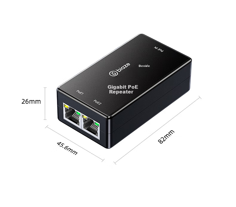 BIAZE Gigabit PoE Repeater One-to-Two Isolated National Standard Switch Camera Network Repeater Extender Home Surveillance Power Splitter Separator ZH432 12