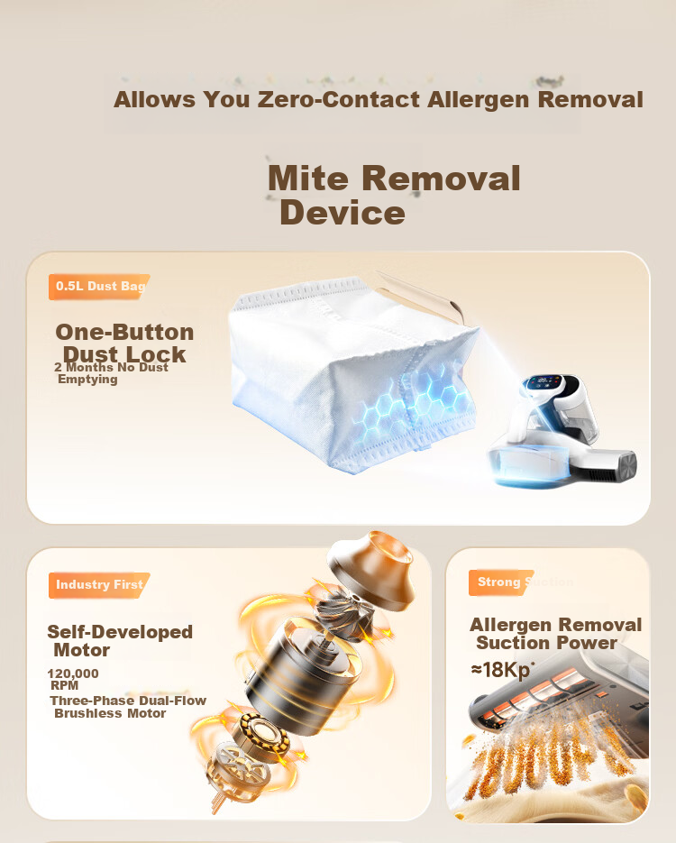 UWANT Small Bag Mite Removal Vacuum Cleaner with Self Dust Collection, 60 Days No Dust Emptying, High-Temperature Sterilization, 3-in-1 Home Mite Removal Bed Vacuum Cleaner, 618 Price Guarantee 3