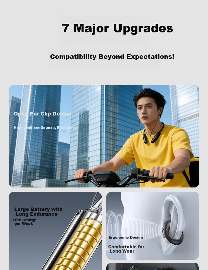 EZHK Neckband Bluetooth Earphones 2026 Latest Long Battery Life Men's Sports Wireless Running Noise-Cancelling Waterproof Neck-Hanging Earbuds Comfortable for Long Wear 4