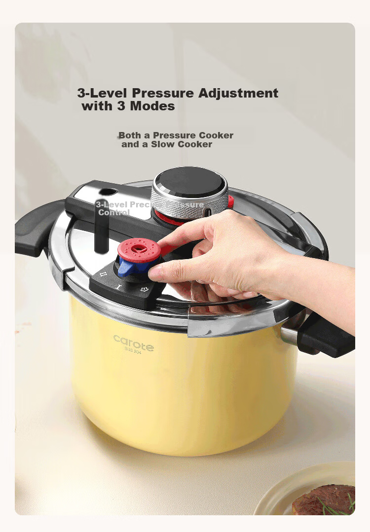 Carrot 6L Household Pressure Cooker 304 Stainless Steel Explosion-Proof Gas Stove Compatible Small Manual Locking Pressure Cooker 3