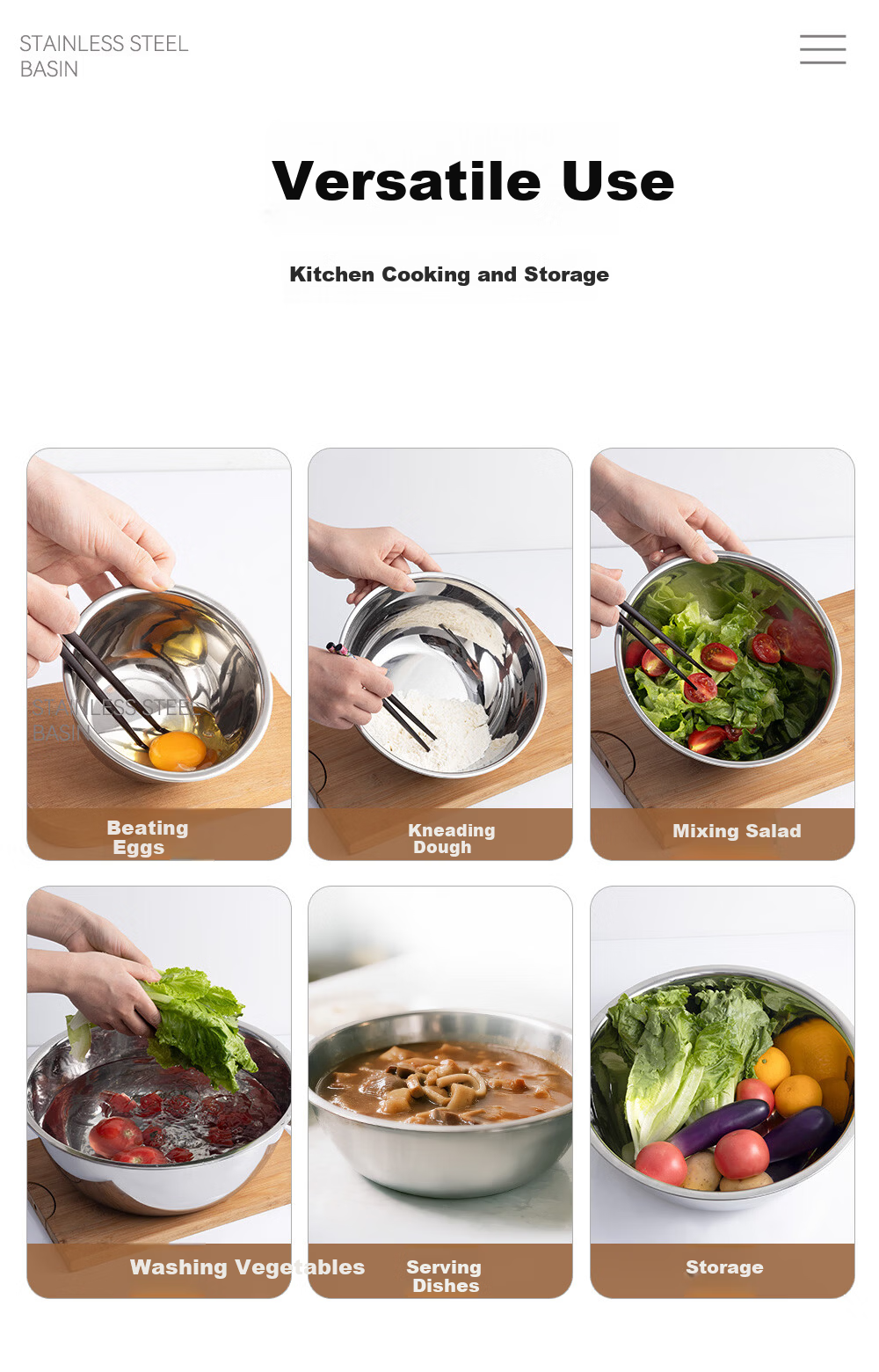 Golden Key Thickened Deepened Commercial Stainless Steel Dough Mixing Egg Beating Kitchen Seasoning Bowl GK-WD12 12cm 4