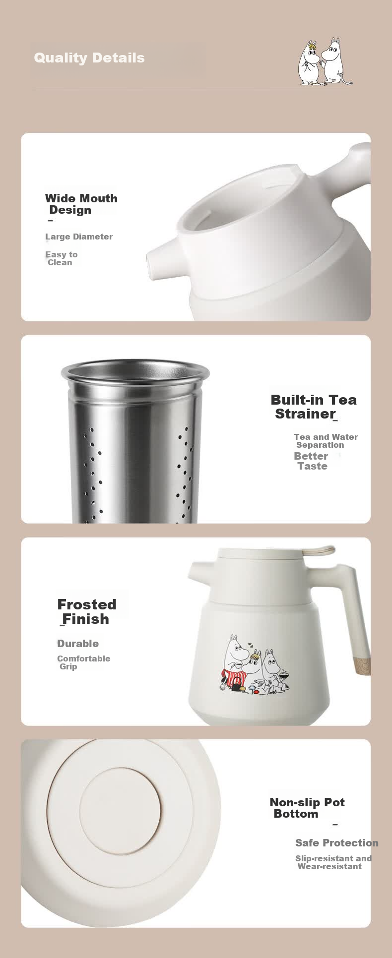 LUNTAYO Stainless Steel Stewing Tea Pot Fu Tea Stewing Brewing Pot Large Capacity Tea Pot Stainless Steel Filter Insulated Pot 17