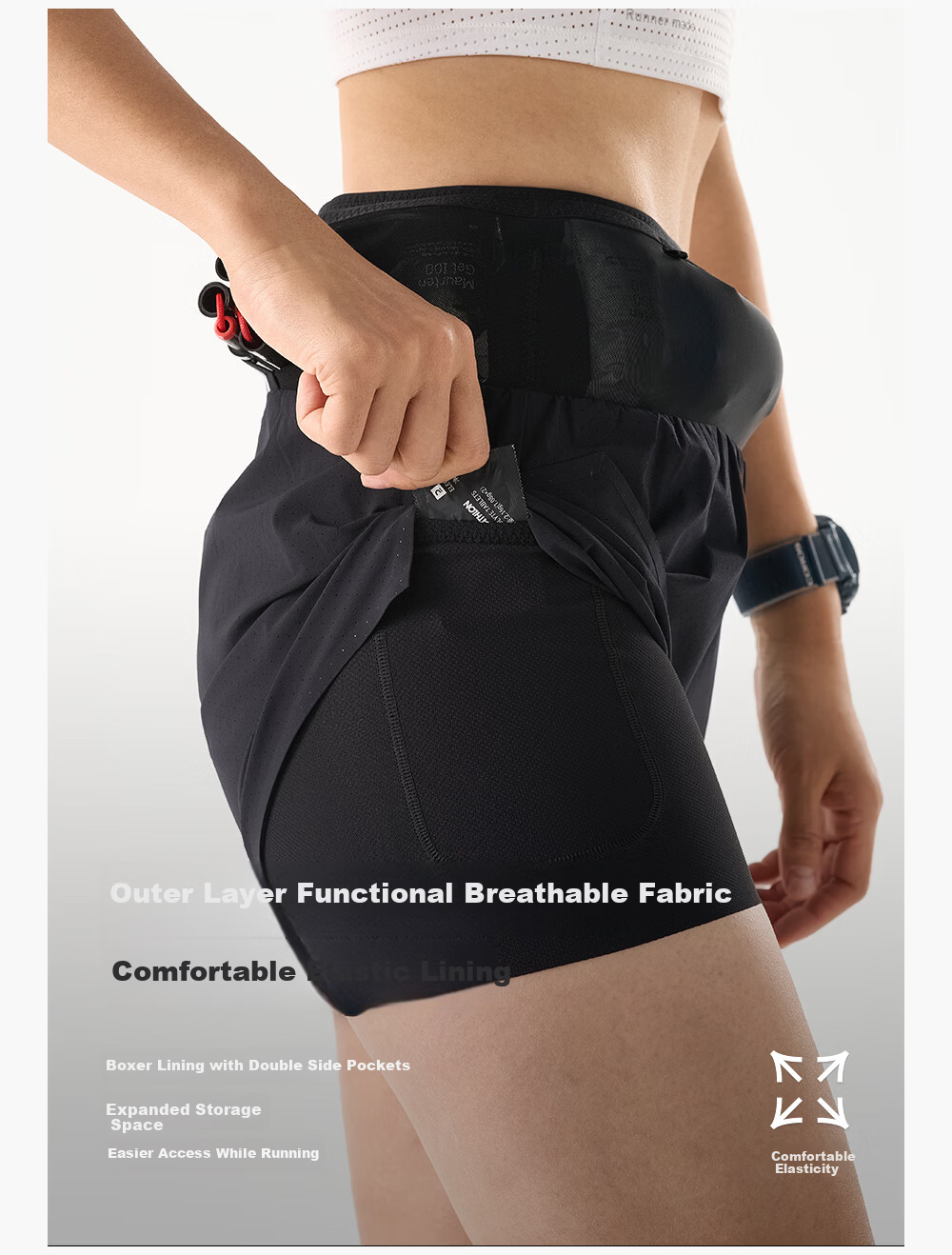 NEDAO 3-in-1 Storage Running Shorts for Men with Waist Bag, Inner Lining, and Pole Holder, Trail Running Sports Pants 5